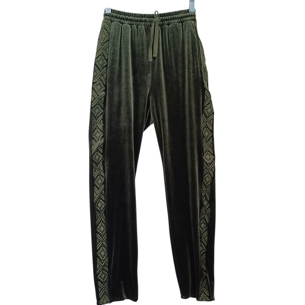Driftwood Joggers Davey Green Velvet Boho Pull On Pants Womens‎ X Small